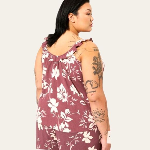 TORRID PLUS SIZE Washable Crinkle Gauze Ruffle Tie Front TankโTop - Picture 8 of 16